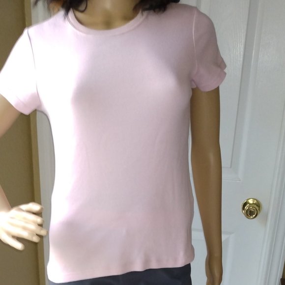 Zara light pink T-shirt. Has a small spot on back left near hem. Size L. - Picture 1 of 11